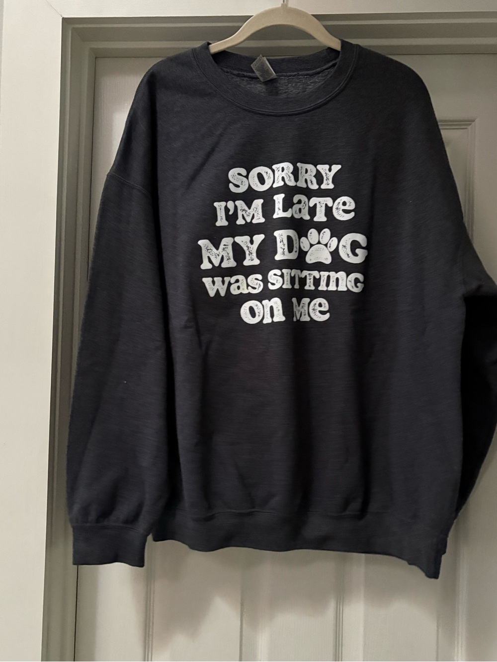 Gildan Crewneck Sweatshirt with White Dog Paw Graphic